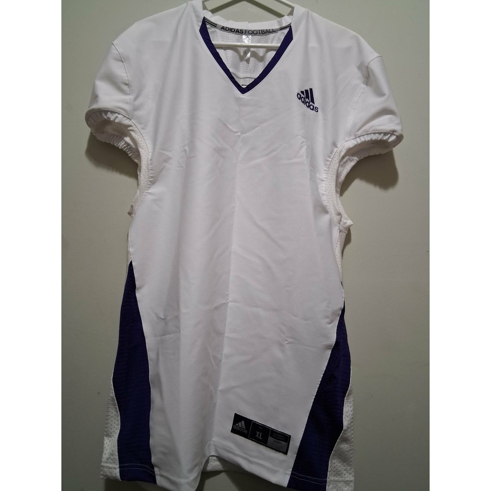 Adidas Football Jersey Adult XL White‎ Purple V Neck Short Sleeve